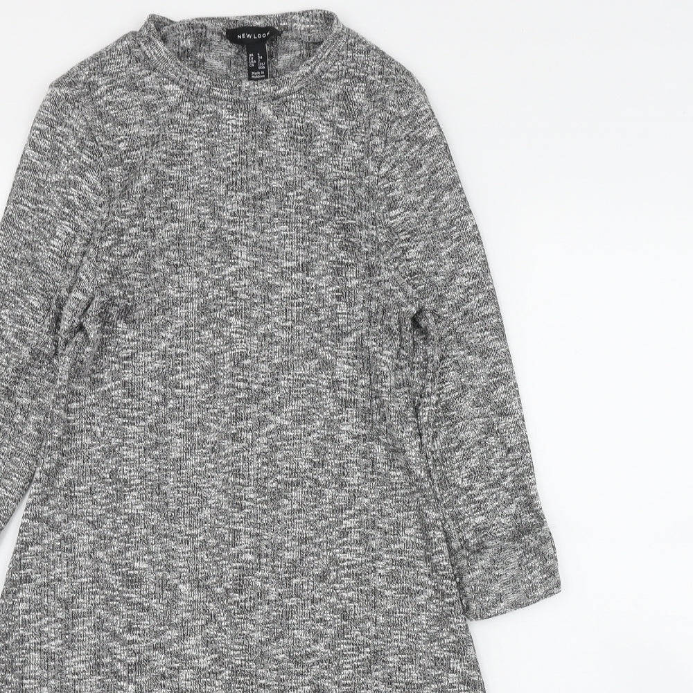 New Look Womens Grey  Polyester Jumper Dress  Size 6  Round Neck Pullover