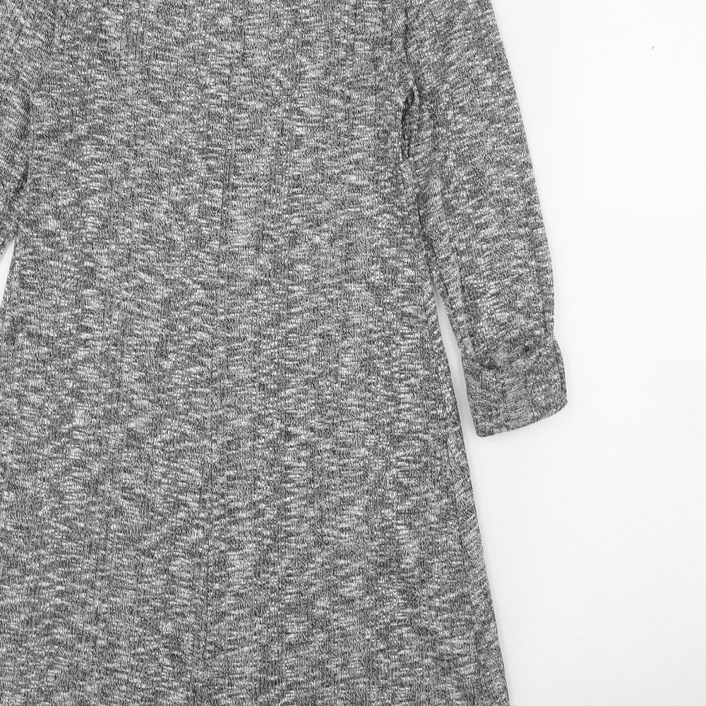New Look Womens Grey  Polyester Jumper Dress  Size 6  Round Neck Pullover
