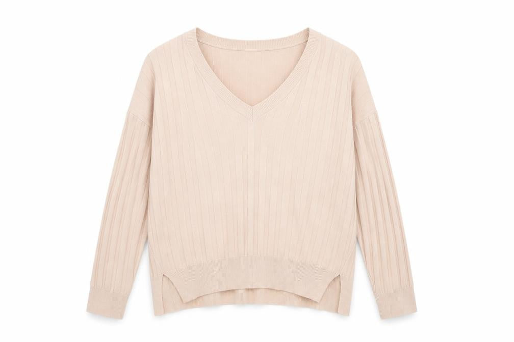Topshop Womens Pink V-Neck  Viscose Pullover Jumper Size M