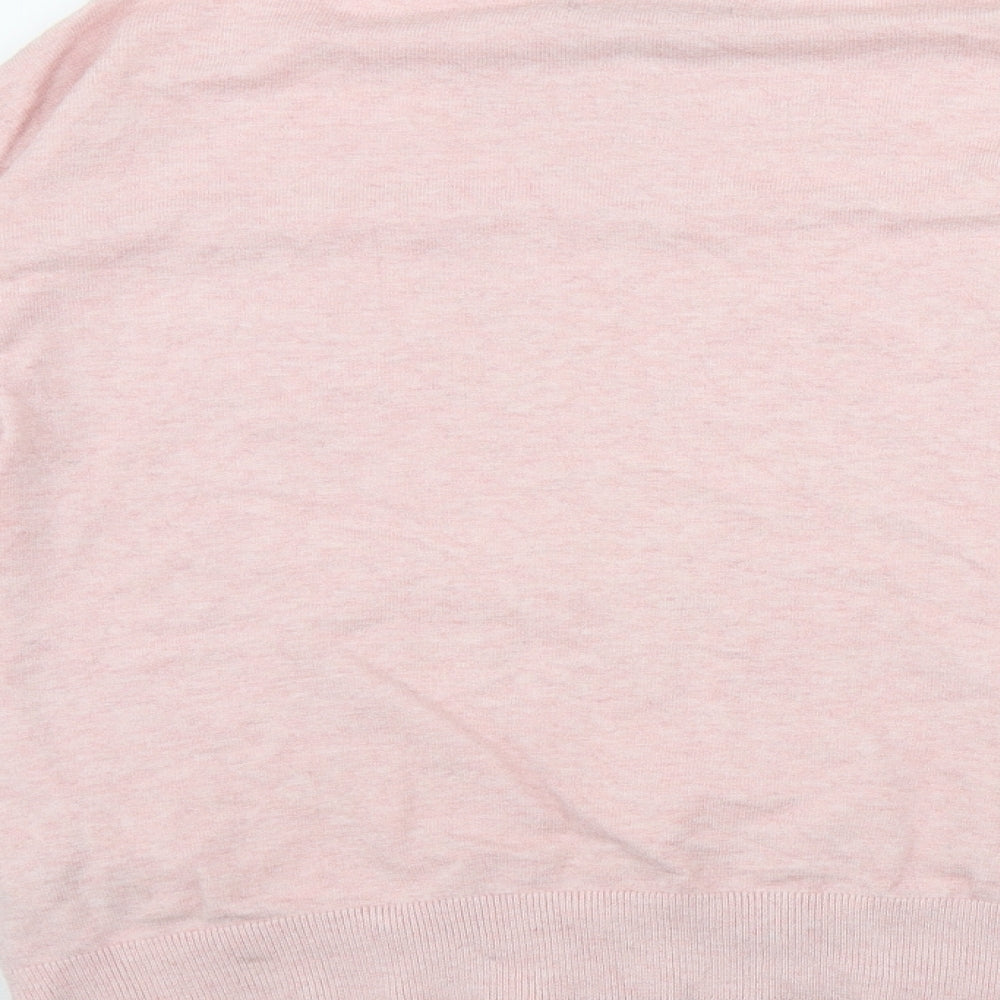Marks and Spencer Womens Pink V-Neck  Viscose Pullover Jumper Size S