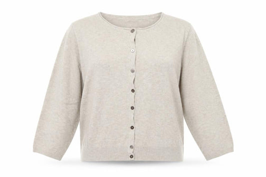 H&M Womens Beige Round Neck  Viscose Cardigan Jumper Size L