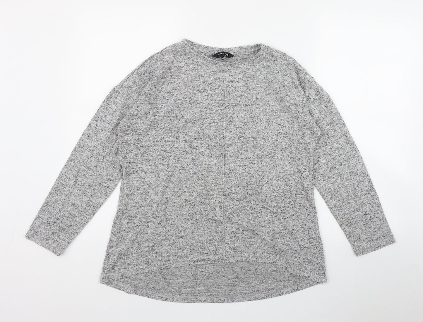 Peacocks Womens Grey Round Neck  Polyester Pullover Jumper Size 12