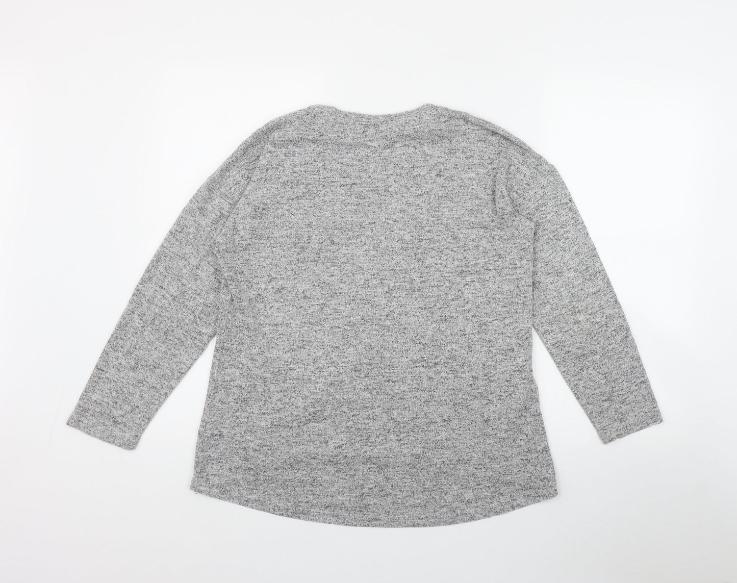 Peacocks Womens Grey Round Neck  Polyester Pullover Jumper Size 12