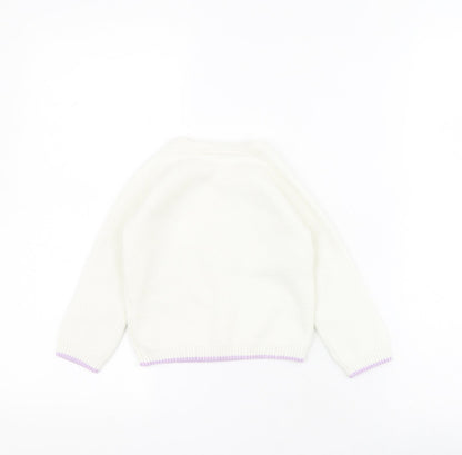Marks & Spencer Baby White  Acrylic Pullover Jumper Size 12-18 Months  Button - B