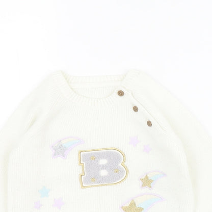 Marks & Spencer Baby White  Acrylic Pullover Jumper Size 12-18 Months  Button - B