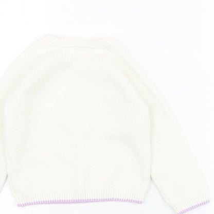 Marks & Spencer Baby White  Acrylic Pullover Jumper Size 12-18 Months  Button - B