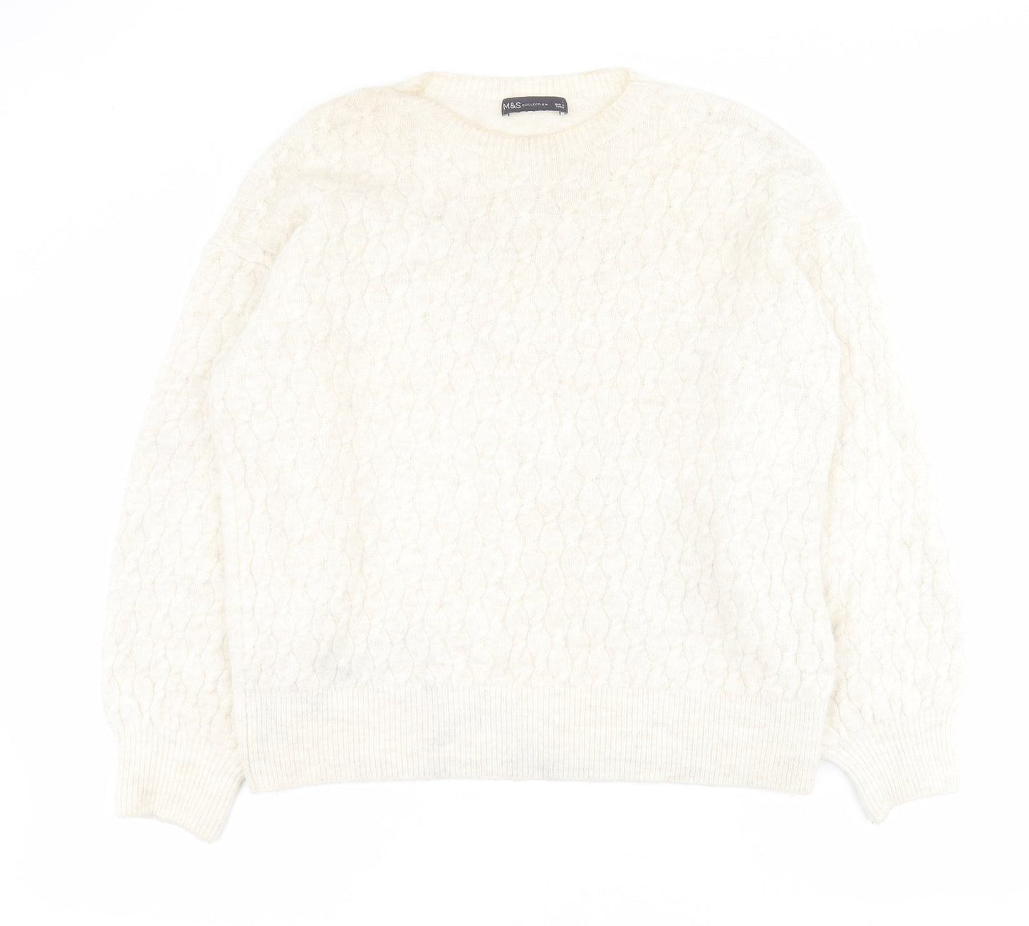Marks and Spencer Womens Beige Round Neck  Acrylic Pullover Jumper Size L