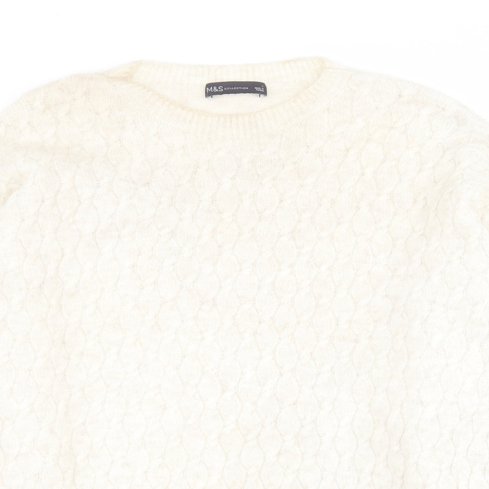 Marks and Spencer Womens Beige Round Neck  Acrylic Pullover Jumper Size L