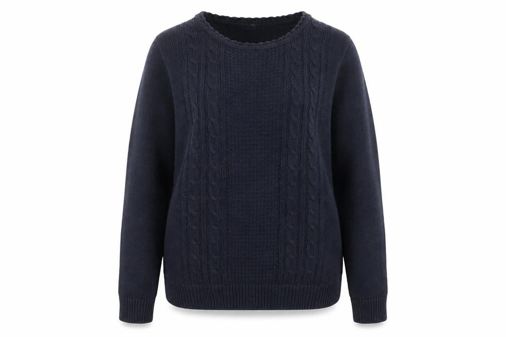 Isle Womens Blue Round Neck  Acrylic Pullover Jumper Size S