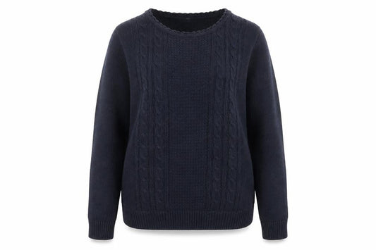 Isle Womens Blue Round Neck  Acrylic Pullover Jumper Size S