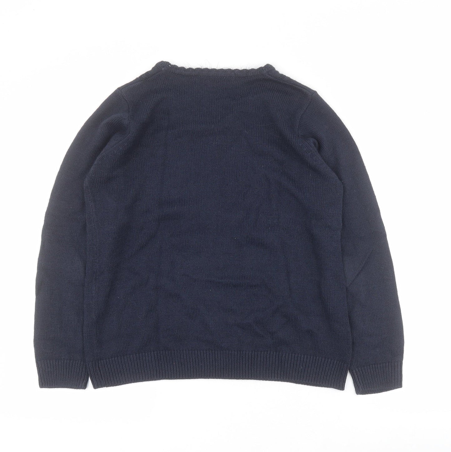 Isle Womens Blue Round Neck  Acrylic Pullover Jumper Size S