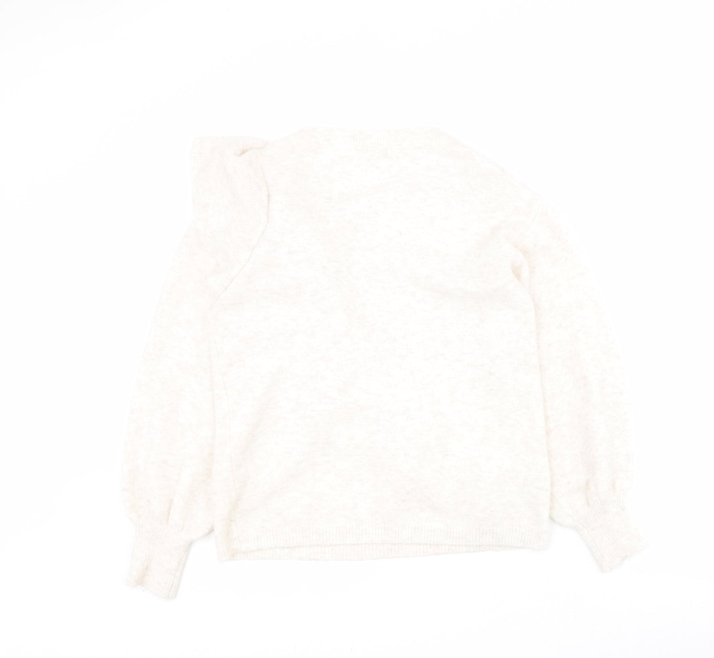 George Womens White Round Neck  Acrylic Pullover Jumper Size 12
