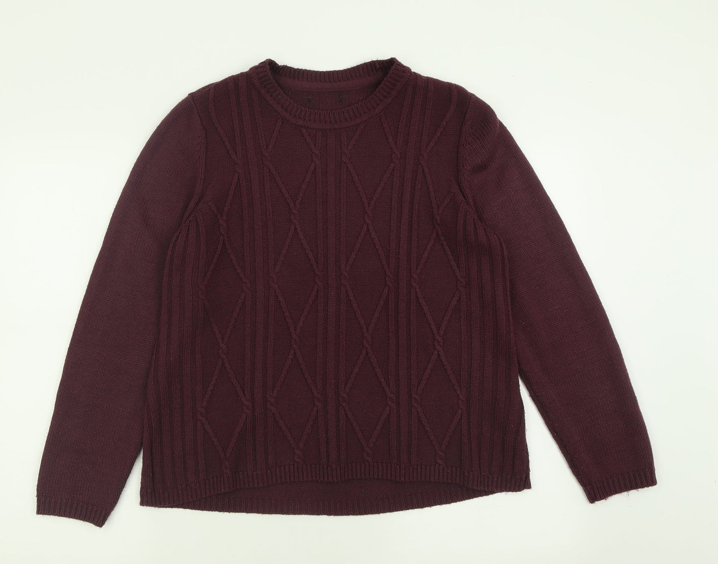 BM Womens Purple Crew Neck  Acrylic Pullover Jumper Size M