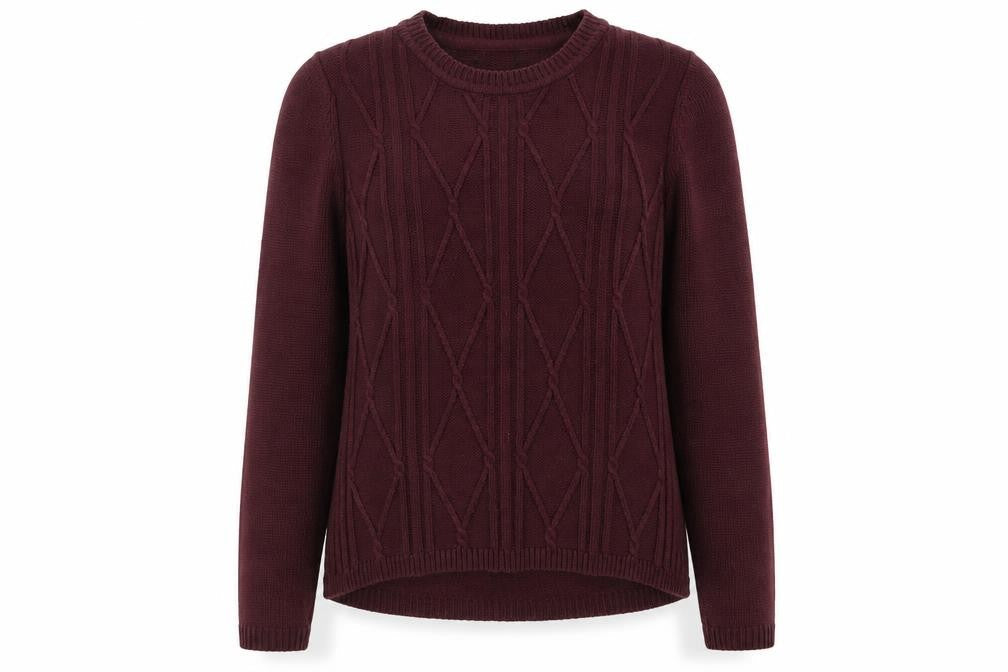 Bonmarché Womens Purple Crew Neck Acrylic Pullover Jumper Size M