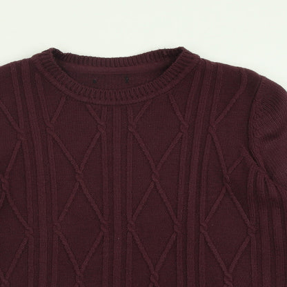 Bonmarché Womens Purple Crew Neck Acrylic Pullover Jumper Size M