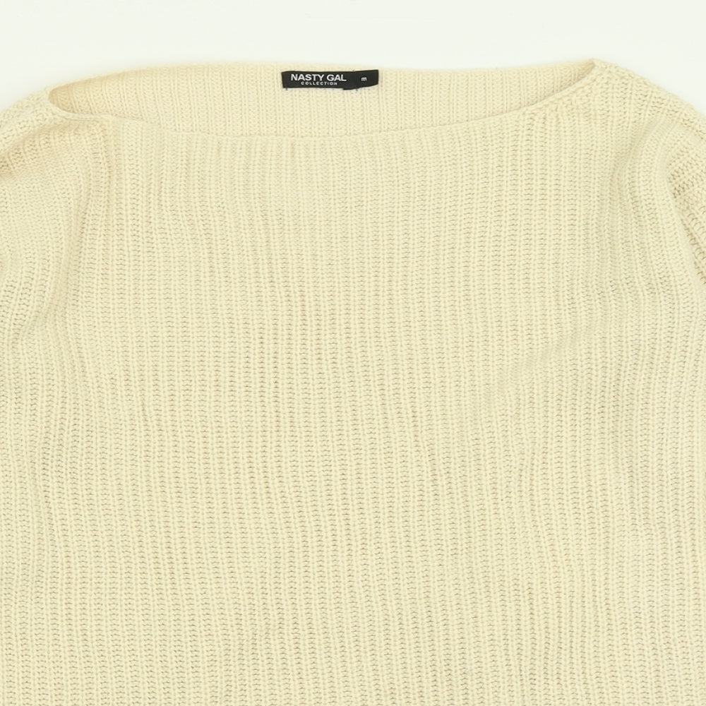 Nasty Gal Womens Beige Boat Neck  Acrylic Pullover Jumper Size M