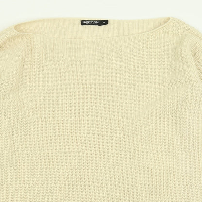 Nasty Gal Womens Beige Boat Neck  Acrylic Pullover Jumper Size M