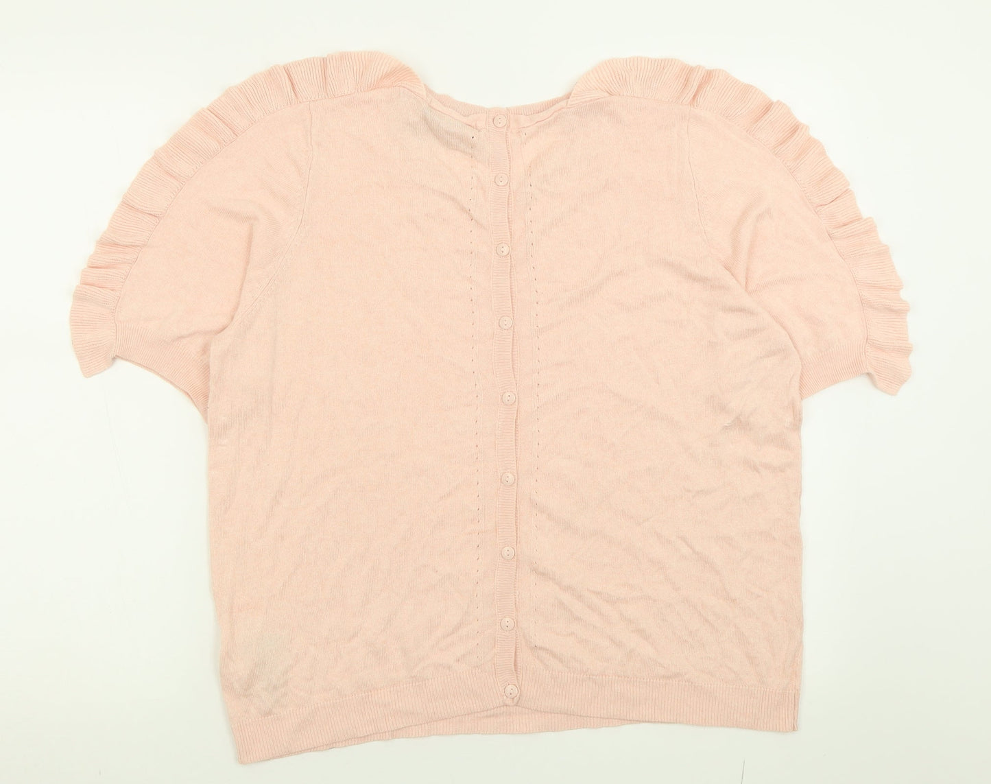 Marks and Spencer Womens Pink Crew Neck  Viscose Pullover Jumper Size 18