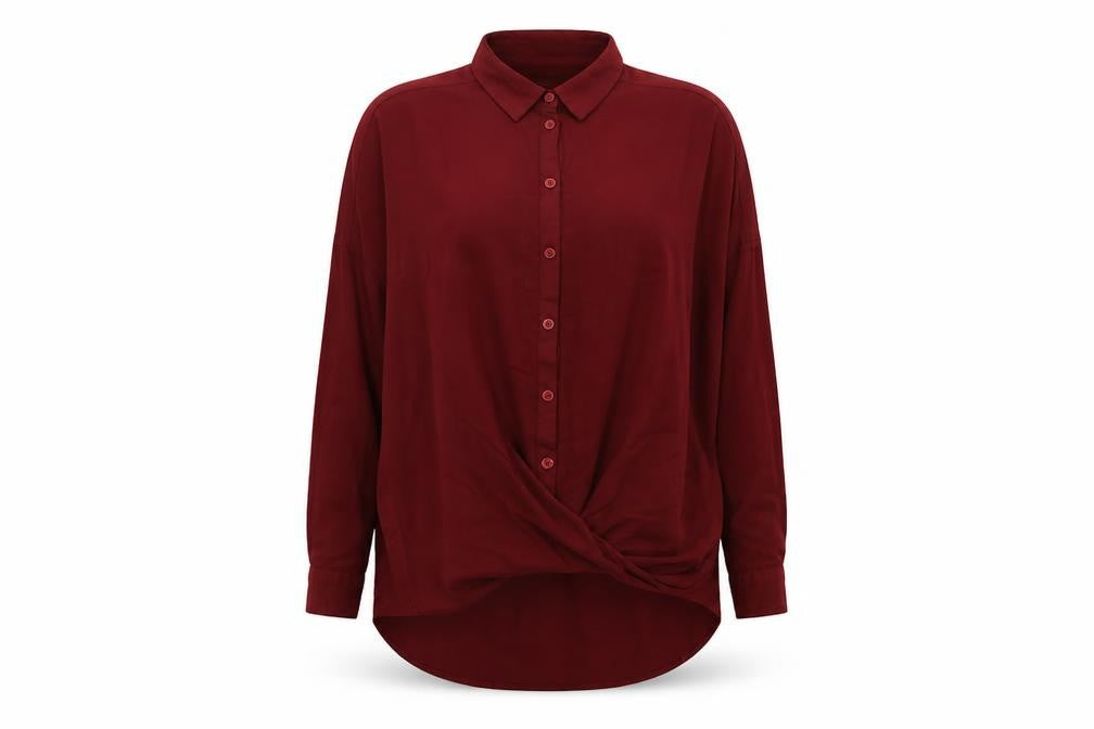 BDG Womens Red  Viscose Basic Button-Up Size S Collared
