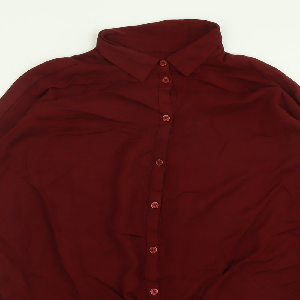 BDG Womens Red  Viscose Basic Button-Up Size S Collared