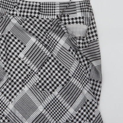 Preloved River Island Womens Black Houndstooth Polyester Basic Blouse Size 10 Scoop Neck - Label