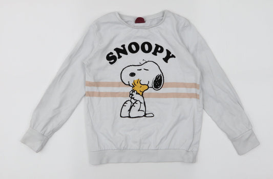 George Girls White  100% Cotton Pullover Sweatshirt Size 7-8 Years  Pullover - Peanuts Snoopy