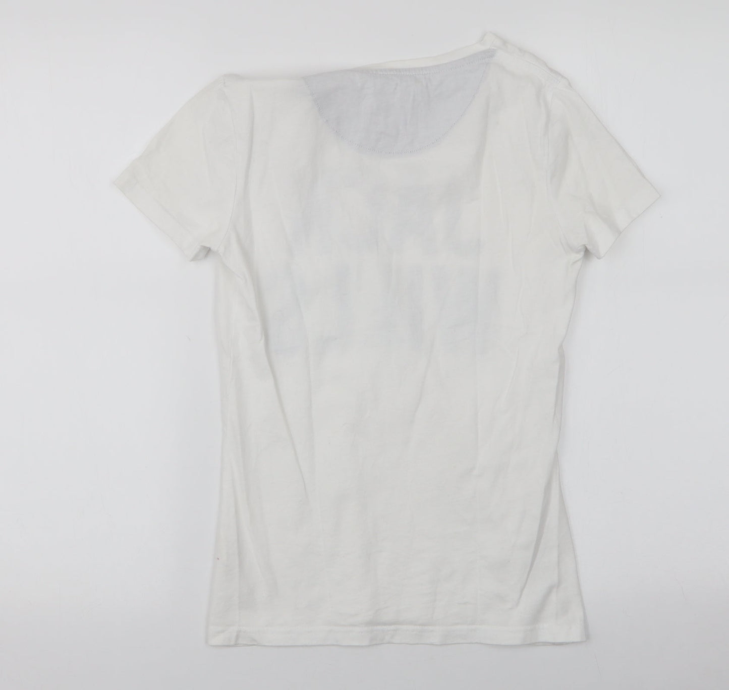 Jack Wills Womens White  100% Cotton Jersey T-Shirt Size 6 Round Neck