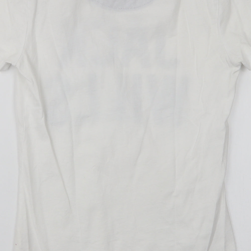 Jack Wills Womens White  100% Cotton Jersey T-Shirt Size 6 Round Neck