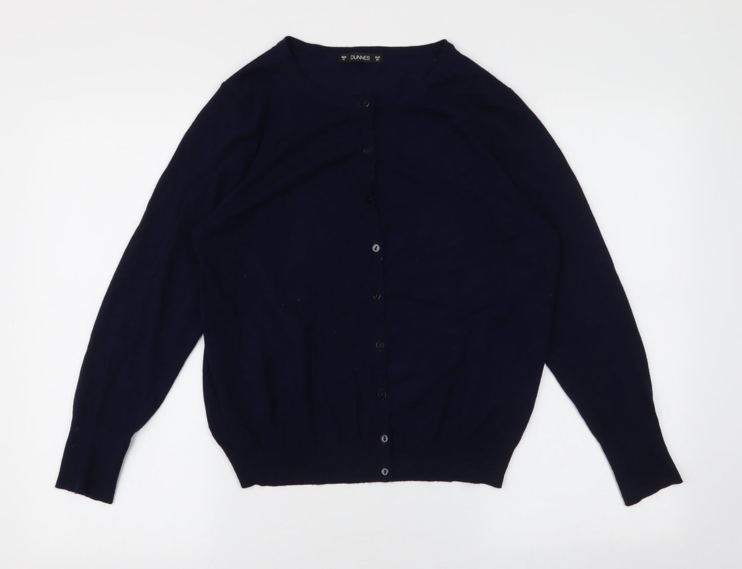 Dunnes Stores Womens Blue Round Neck  Viscose Cardigan Jumper Size 14
