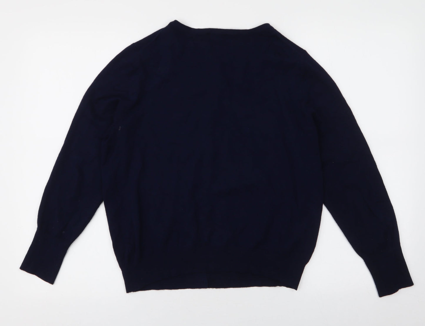 Dunnes Stores Womens Blue Round Neck  Viscose Cardigan Jumper Size 14