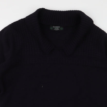 Dunnes Mens Blue Collared  Acrylic Pullover Jumper Size L