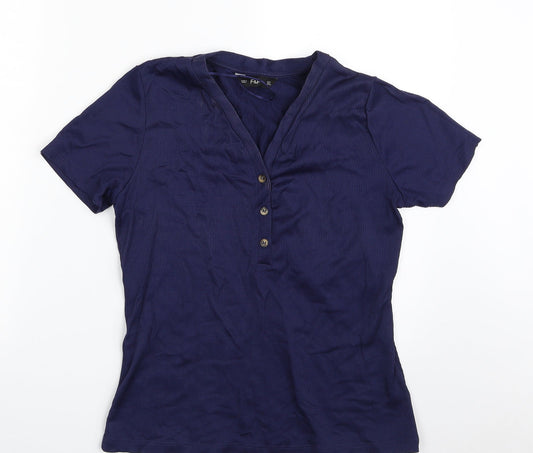 F&F Womens Blue  Polyamide Pullover Sweatshirt Size 12  Button