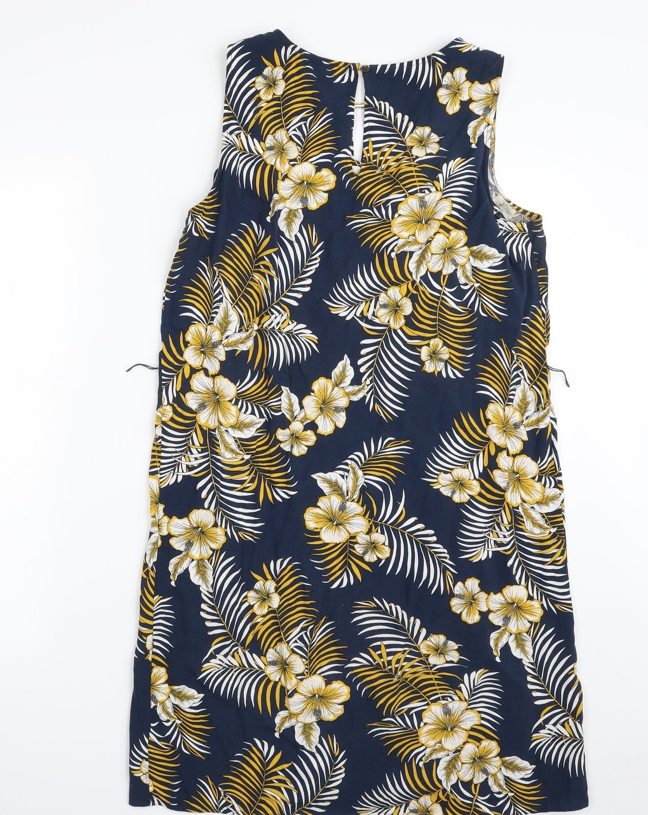 F&F Womens Blue Floral Viscose Sheath  Size 10  Boat Neck Pullover