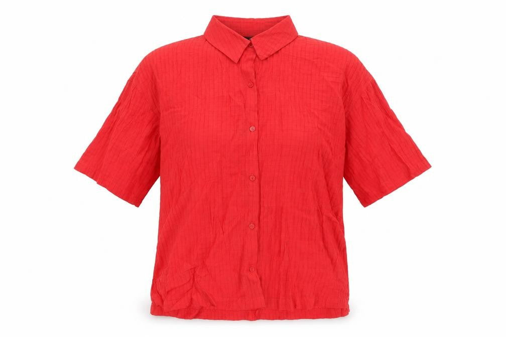 F&F Womens Red  Viscose Basic Button-Up Size S Collared