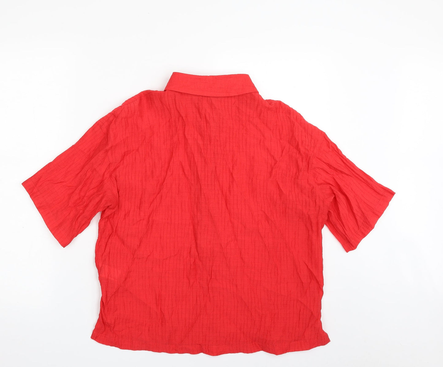 F&F Womens Red  Viscose Basic Button-Up Size S Collared