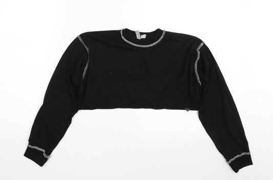 ASOS Womens Black  100% Cotton Cropped T-Shirt Size 4 Crew Neck