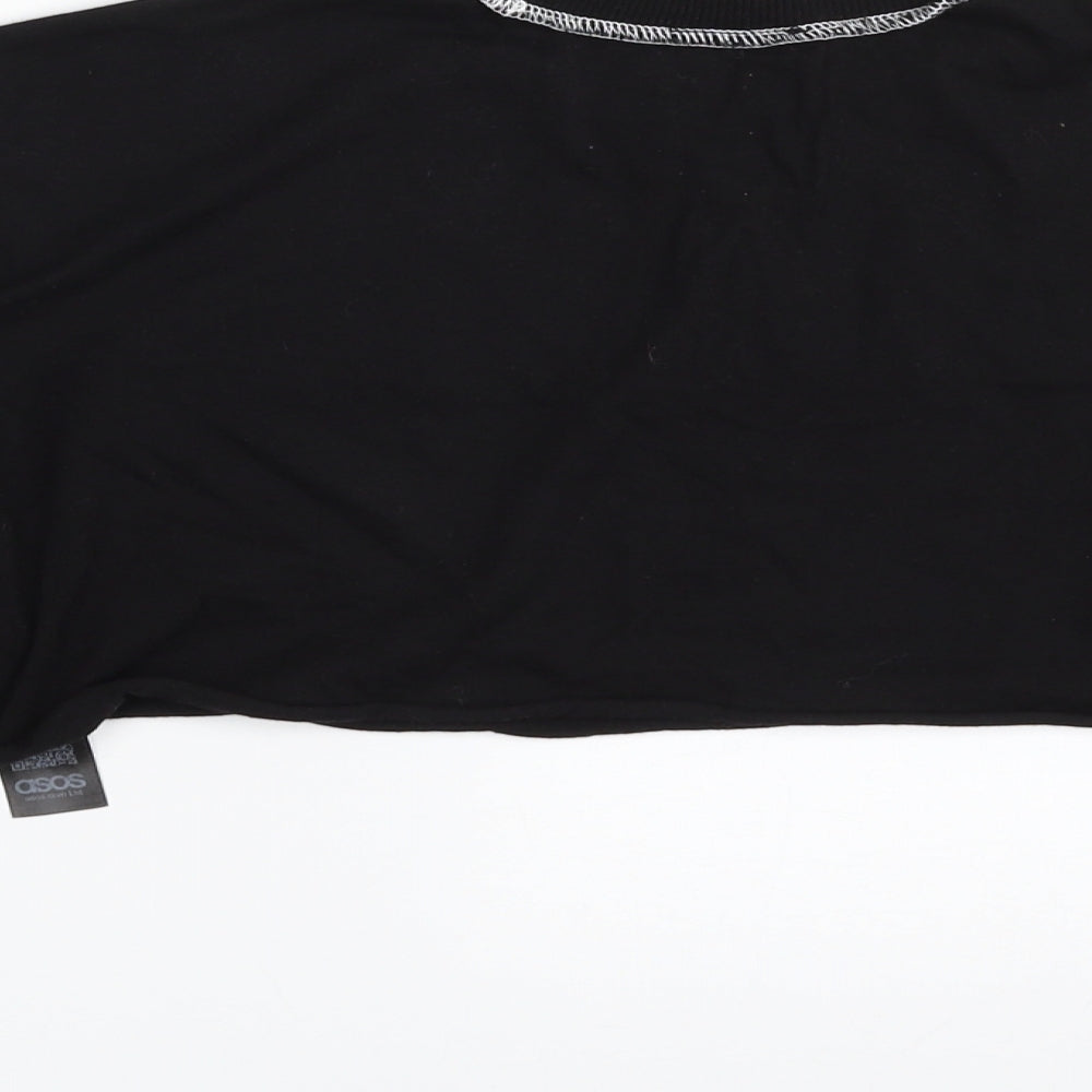 ASOS Womens Black  100% Cotton Cropped T-Shirt Size 4 Crew Neck