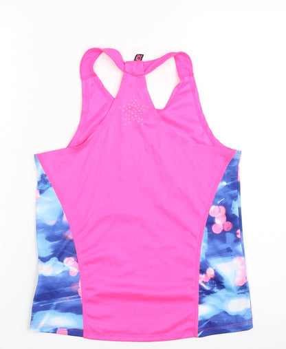 Marks & Spencer Girls Pink Geometric Polyester Vest Sweatshirt Size 12-13 Years  Pullover