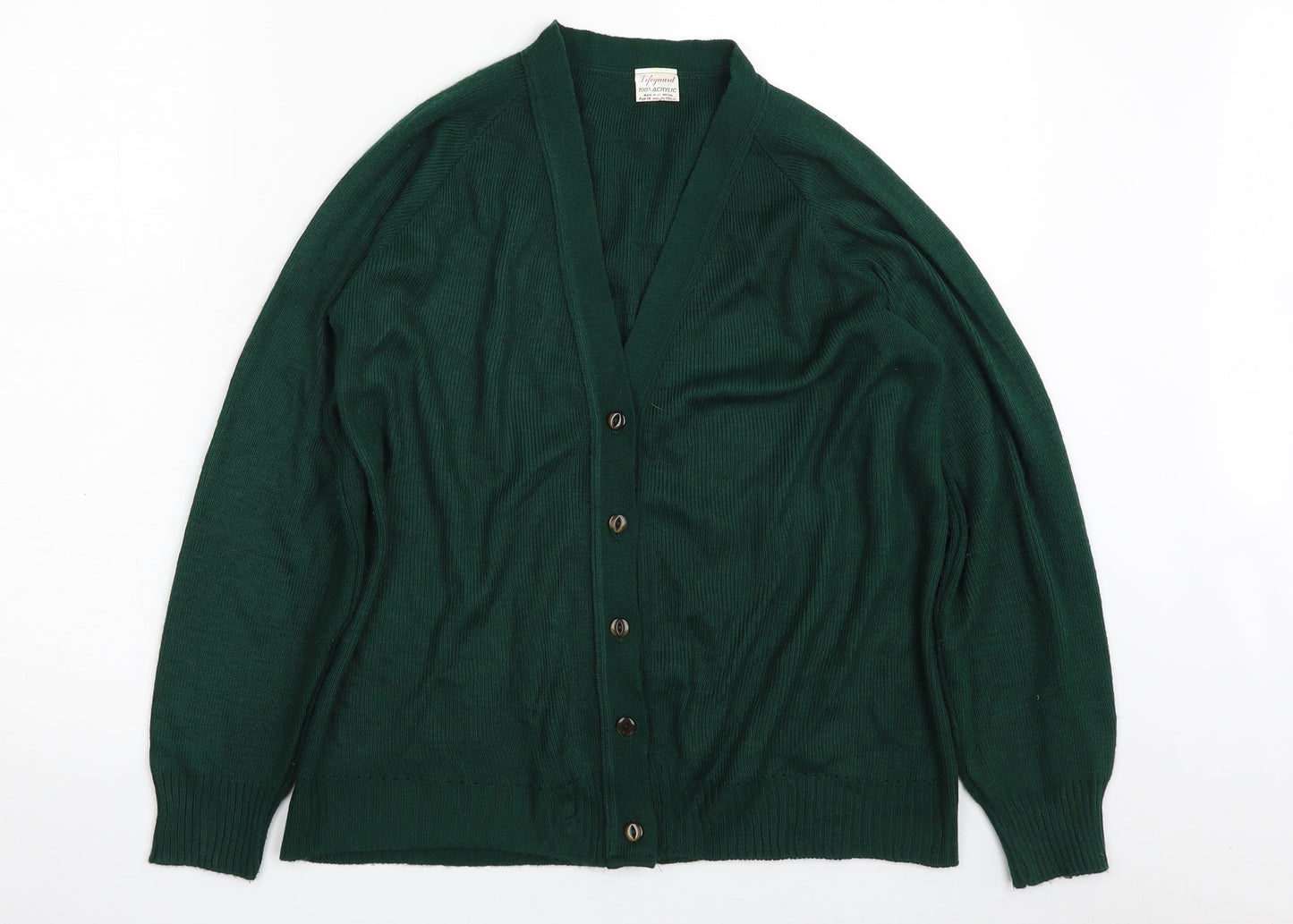 Lifeguard Girls Green V-Neck  Acrylic Cardigan Jumper Size 14 Years  Button