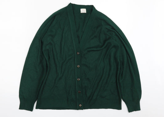Lifeguard Girls Green V-Neck  Acrylic Cardigan Jumper Size 14 Years  Button