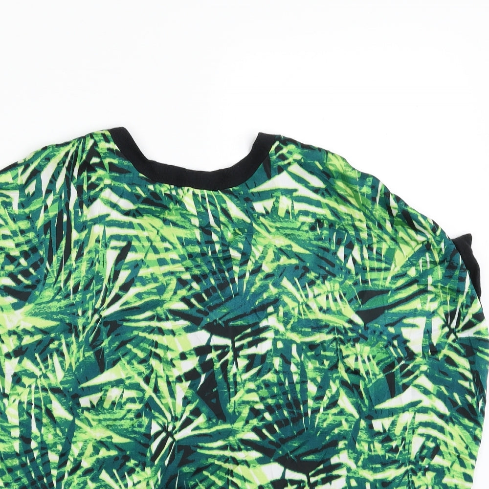 Paraphrase Womens Green Crew Neck Floral Cotton Pullover Jumper Size 10