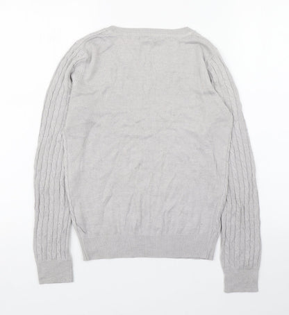 H&M Womens Grey Round Neck  Polyamide Pullover Jumper Size S