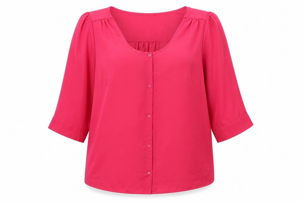 Preworn Womens Pink  Polyester Basic Blouse Size 16 Scoop Neck