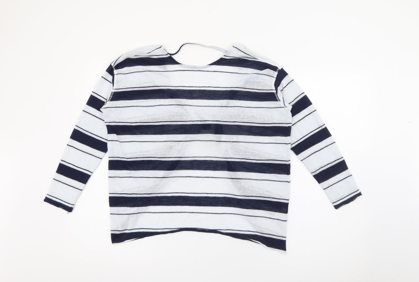 Pull & Bear Womens Blue Round Neck Striped Polyester Pullover Jumper Size S