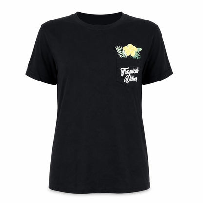 Paramour Womens Black  Polyester Basic T-Shirt Size 12 Round Neck - Tropical vibes