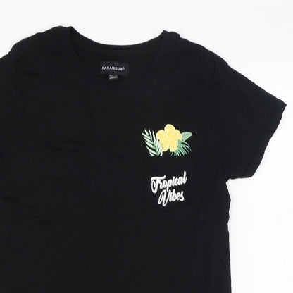 Paramour Womens Black  Polyester Basic T-Shirt Size 12 Round Neck - Tropical vibes