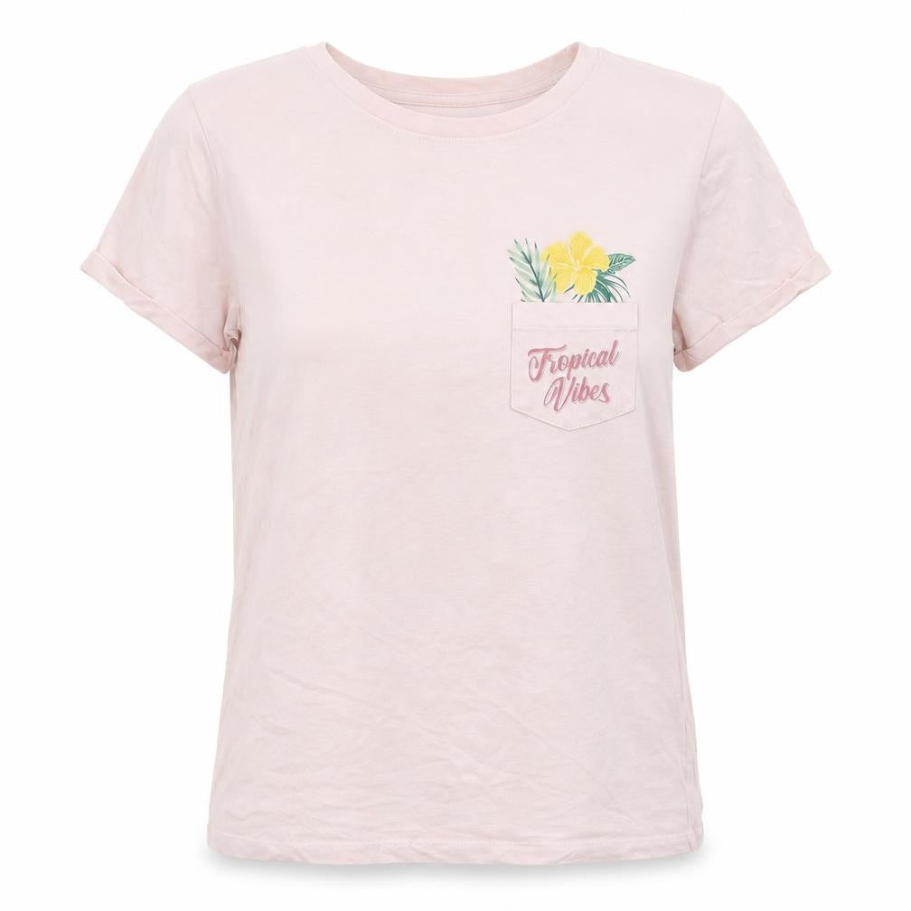 Paramour Womens Pink  Cotton Basic T-Shirt Size 12 Round Neck