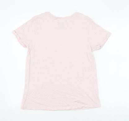 Paramour Womens Pink  Cotton Basic T-Shirt Size 12 Round Neck