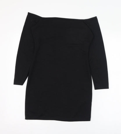 PRETTYLITTLETHING Womens Black  Polyester Pencil Dress  Size 8  Square Neck Pullover