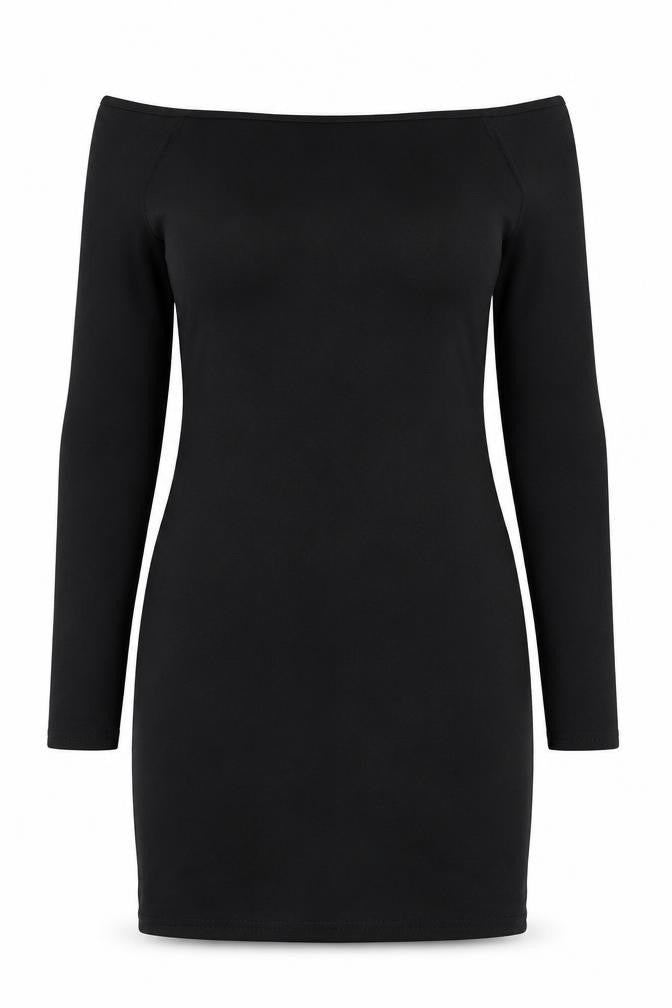 PRETTYLITTLETHING Womens Black  Polyester Pencil Dress  Size 8  Square Neck Pullover
